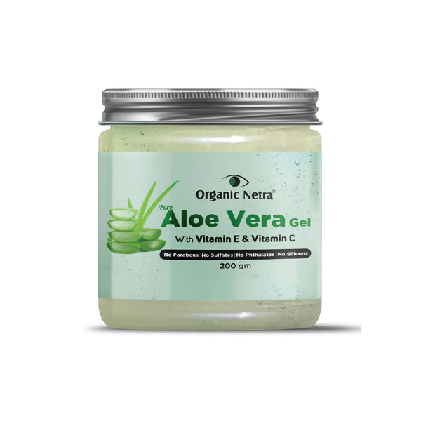 Organic Netra Pure Aloe Vera Gel for Face With Vitamin C & E