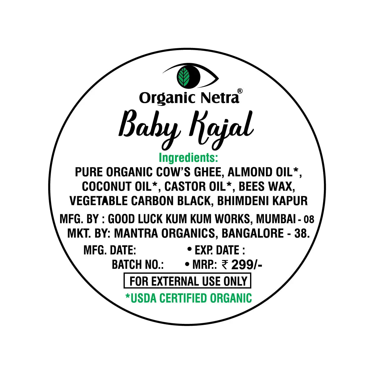 Natural Baby Kajal - 8 g MANTRA ORGANICS