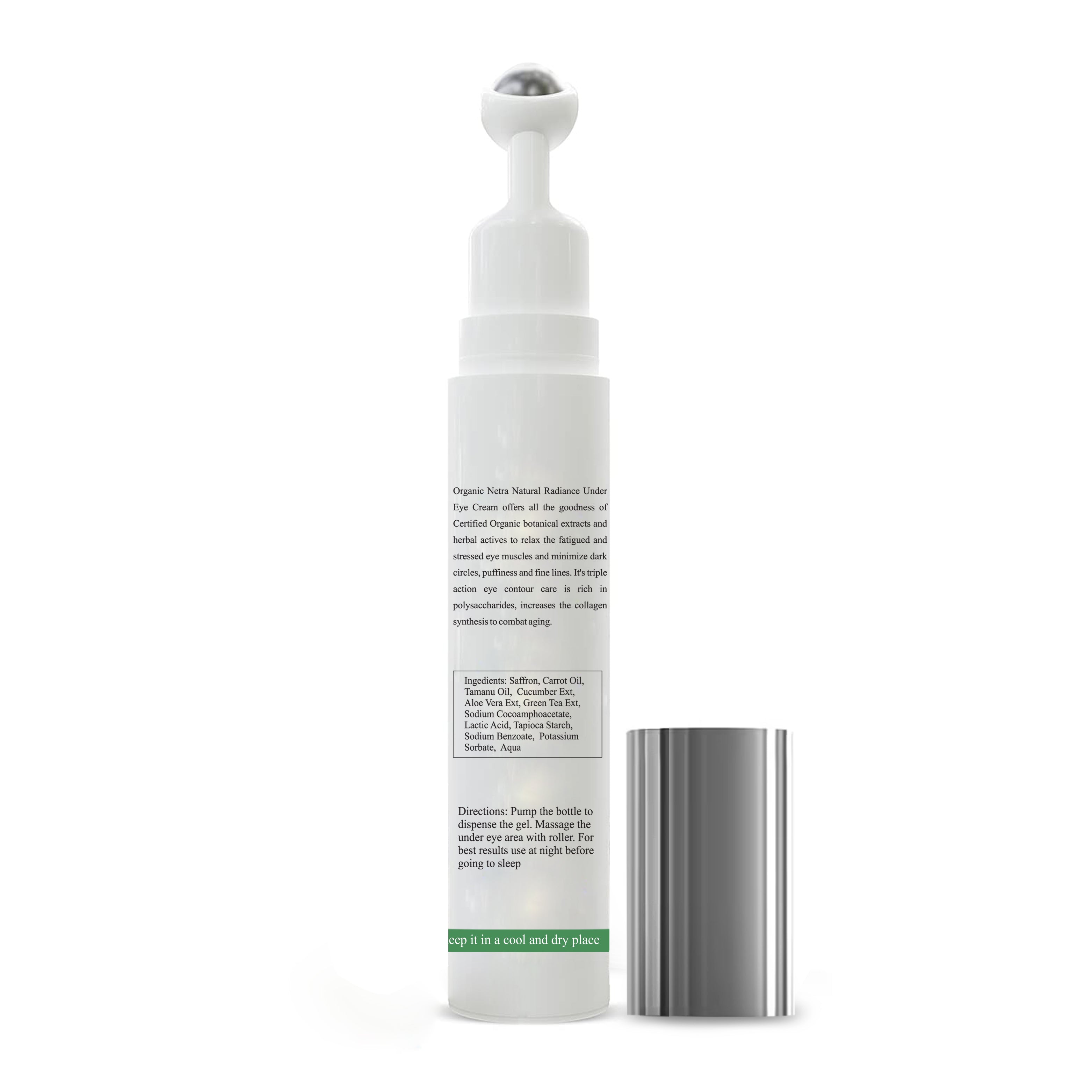 Natural Radiance Under Eye Roll On Gel Cream - 15g – Organicnetra